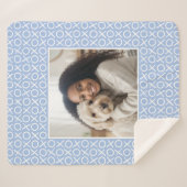 XOXO Hugs & Kisses Custom Photo Modern Blue Sherpadecke (Vorderseite (Horizontal))