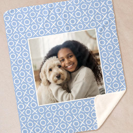 XOXO Hugs & Kisses Custom Photo Modern Blue Sherpadecke