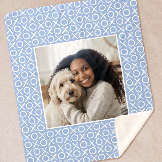 XOXO Hugs & Kisses Custom Photo Modern Blue Sherpadecke