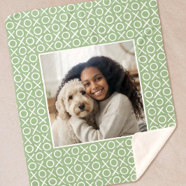 XOXO Hugs & Kisses Custom Photo Modern Green Sherpadecke