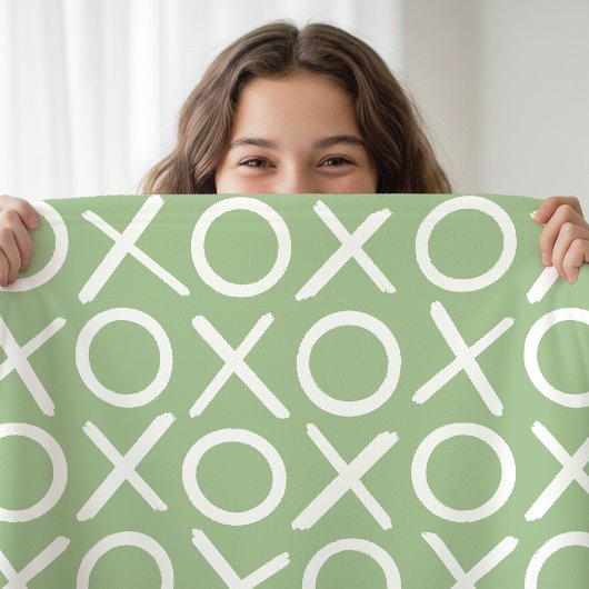 XOXO Hugs & Kisses Green Stylish Modern Pattern Fleecedecke