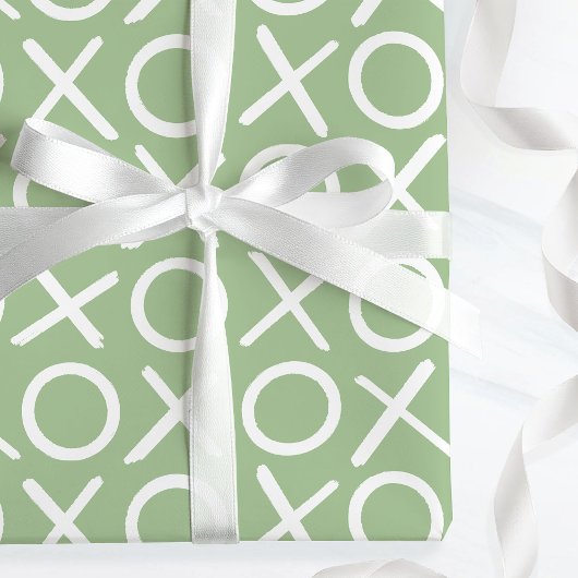 XOXO Hugs & Kisses Green Valentine's Brush Script Geschenkpapier