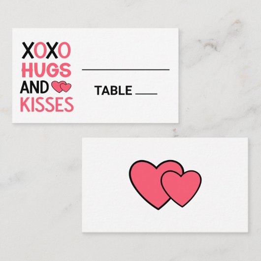 XOXO HUGS KISSES HerzS Brautparty Hochzeit Platzkarte (Vorne/Hinten)