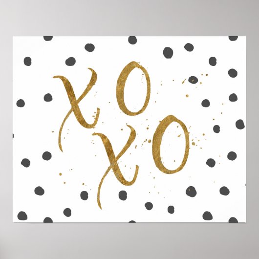 "XOXO" Hugs & Kisses Imitate Gold Dot Poster (Vorne)