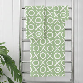 XOXO Hugs & Kisses Monogrammed Name Green Modern Badhandtuch Set
