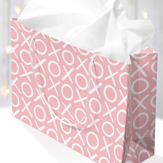 XOXO Hugs & Kisses Pastel Pink Brush Script Große Geschenktüte