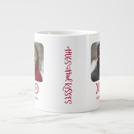 XOXO Hugs Kisses Personalisiertes Foto Jumbo-Tasse (Vorderseite)