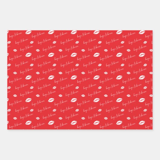 XOXO Hugs & Kisses Pinsel Skripte Rot & Rosa Geschenkpapier Set (Vorderseite 3)