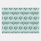 XOXO Hugs & Kisses Pinselschrift Schwarz & Mint Geschenkpapier Set (Vorderseite 2)