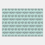 XOXO Hugs & Kisses Pinselschrift Schwarz & Mint Geschenkpapier Set (Vorderseite)