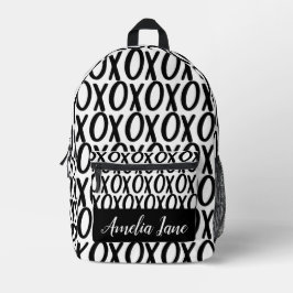 XOXO Hugs Kisses Schwarz-weiß Minimalistisch Bedruckter Rucksack
