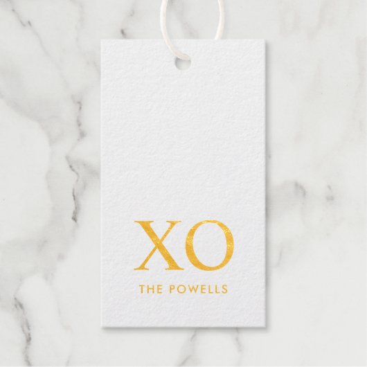 XOXO Hugs & Kisses Simple Minimalistisch Real Gold Geschenkanhänger (Vorderseite)
