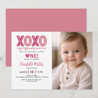  XOXO Hugs & Kisses Valentine's Day 1st Birthday Einladung