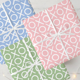 XOXO Hugs & Kisses Valentine's Day Pink Blue Green Geschenkpapier Set