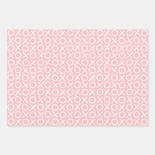 XOXO Hugs & Kisses Valentine's Day Pink Blue Green Geschenkpapier Set (Vorderseite)