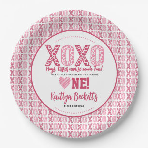 XOXO Hugs & Kisses Valentinstag 1. Geburtstag Pappteller