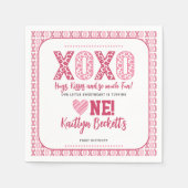 XOXO Hugs & Kisses Valentinstag 1. Geburtstag Serviette (Vorderseite)