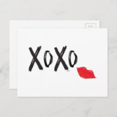 XoXo-Hugs-Kisses-with-Red-Lips Postkarte (Vorne/Hinten)