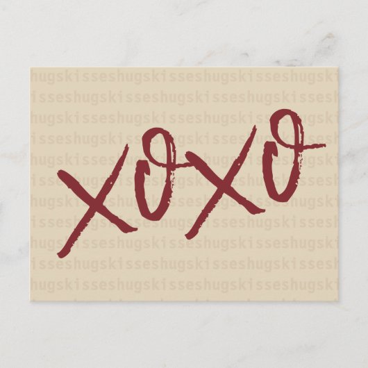 Xoxo hugs Küsse in Cream Farbe Postkarte (Vorderseite)