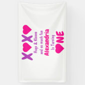 XOXO Hugs und Kisses 1. Geburtstag Banner (Vertikal)