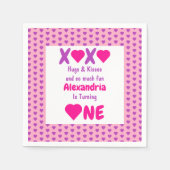 XOXO Hugs und Kisses 1. Geburtstag Serviette (Vorderseite)