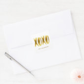 XOXO Hugs und Kisses Imitate Gold Typografie White Quadratischer Aufkleber (Umschlag)