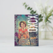 XOXO I Liebe Sie Retro Mixed Media Collage Postkarte (Stehend Vorderseite)