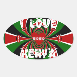 XOXO Ich liebe Kenia Hakuna Matata Geschenke Ovaler Aufkleber