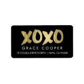 XOXO Imitate Gold & Black Moderne Rücksendeadresse Adressaufkleber (Vorne)