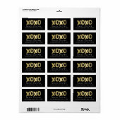 XOXO Imitate Gold & Black Moderne Rücksendeadresse Adressaufkleber (Vorne)