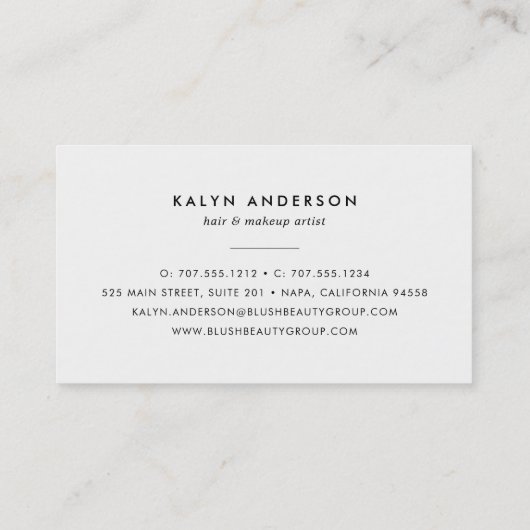 XOXO Imitate Gold & Black Strip Makeup Artist Visitenkarte (Rückseite)