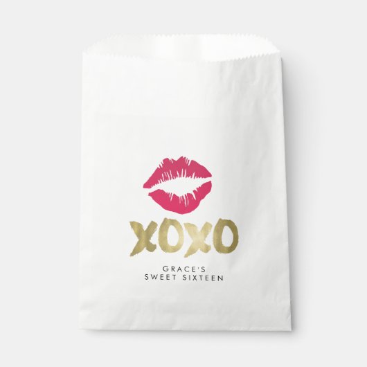XOXO Imitate Gold & Rosa Lippen Geschenktütchen (Vorderseite)