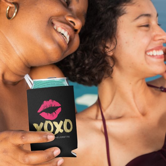 XOXO Imitate Gold & Rosa Lippen Junggeselinnen-Abs Dosenkühler