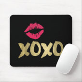 XOXO Imitate Gold & Rosa Lippen | Schwarz Mousepad (Mit Mouse)