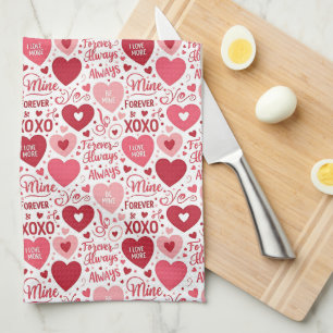  XOXO & Immer Mein Rosa & Rot Geschirrtuch