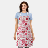 XOXO & Immer Mein Rosa & Rot Schürze (Getragen)