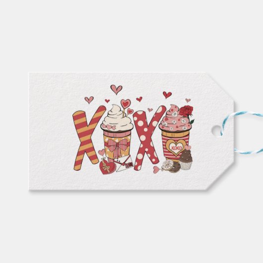 XoXo Kaffee Valentines | Valentingeschenk Geschenkanhänger (Vorderseite (Horizontal))
