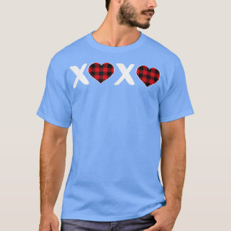 XOXO Kariert Heart Print Graphic Womens Valentine T-Shirt