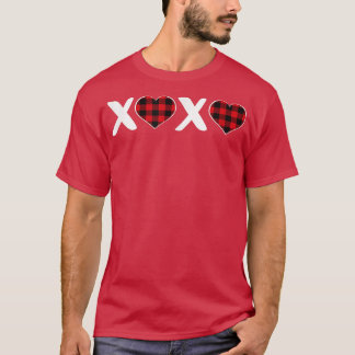 XOXO Kariert Heart Print Graphic Womens Valentine T-Shirt