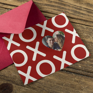 XOXO Karmesinrot Foto Herz Liebe Feiertagskarte