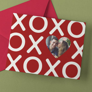 XOXO Karmesinrotes Foto Herz Liebe Karte