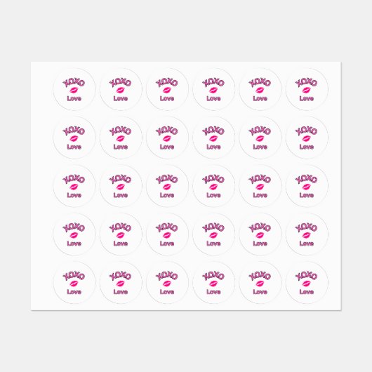 Xoxo Kisses 2024 Etiketten (Blatt)