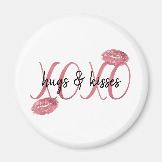 XOXO Kisses Pink Lippen personalisiert Magnet (Vorne)