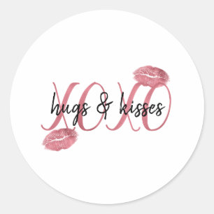 XOXO Kisses Pink Lips Runder Aufkleber
