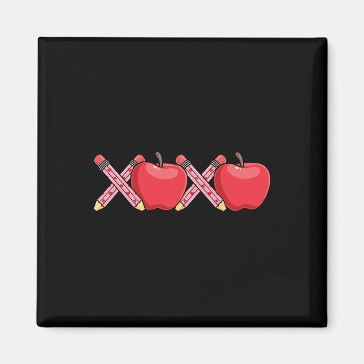 Xoxo Lehrer Valentine's Day Stift und Apfel Magnet (Vorne)