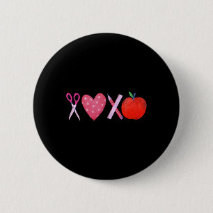 Xoxo Lehrer Valentinstag Bleistift und Apfel 1  Button