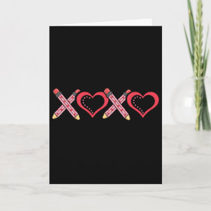 Xoxo Lehrer Valentinstag Bleistift und Apfel 2 Karte