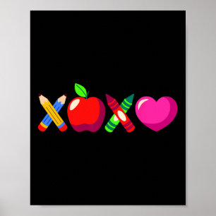 Xoxo Lehrer Valentinstag Bleistift und Apfel 3 Poster