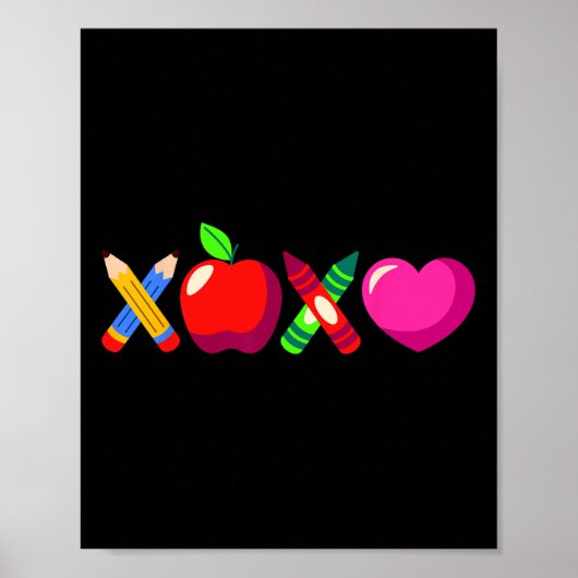 Xoxo Lehrer Valentinstag Bleistift und Apfel 3 Poster (Vorne)
