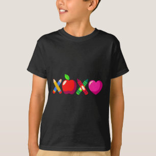 Xoxo Lehrer Valentinstag Bleistift und Apfel 3 T-Shirt